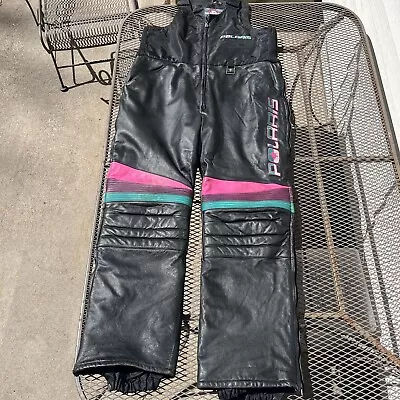 VTG Polaris Hein Gericke Men's Leather Snowmobile Snow Bibs Snowpants - Size XL • $199.95