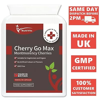 Montmorency Cherry GO MAX Capsules Arthritis Muscle Sports Recovery Gout Sleep • £7.95