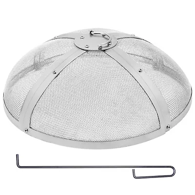 VEVOR 20  Round Fire Pit Spark Screen Cover Lid Stainless Steel Wood Burning • $48.99