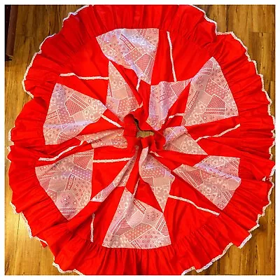 Vintage HUGE Valentine Red Square Dance PETTICOAT Ruffle Skirt M L • $69