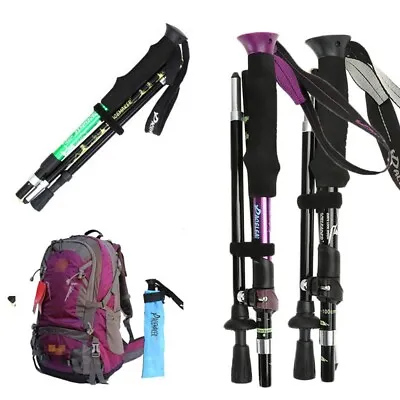 Foldable Walking Sticks Ultralight Camping Hiking Folding Trekking Poles Outdoor • $27.39