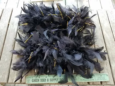 Lot Of 2 Vintage Marching Band Hat Feather Black With Gold Tinsel - Plume • $15