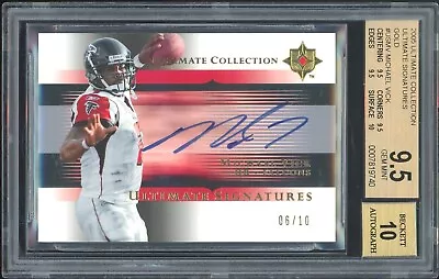 2005 Ultimate Collection Michael Vick Signatures Gold #'d /10 BGS 9.5 Falcons • $39