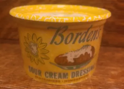 Vintage Borden's Sour Cream Dressing Waxed Container W Tin Lid - Elsie The Cow • $16.99