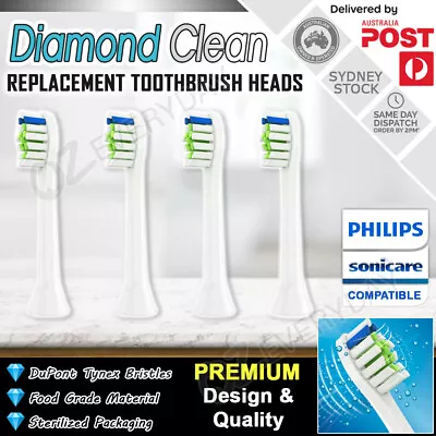 4x DIAMOND CLEAN Philips Sonicare Toothbrush Compatible Brush Heads WHITE • $14.50