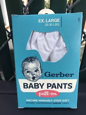 VTG~GERBER~Vinyl Plastic Pants~Size EX Large 25 To 30 Lb ~PULL-ON~ White~1 PACK • $49.99