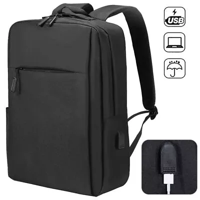 15.6 Inch Laptop Backpack Waterproof USB Rucksack Men Women Travel School Bag UK • £11.89