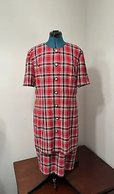 M.H.M Melissa Harper Women’s Red Plaid Lined Short Sleeve Jacket Dress Size 12 • $16