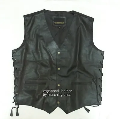 New Real Leather Jacket Side Open Vest Coat Motorcycle Harley Triumph Enfield • $99