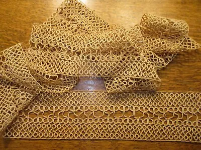 BTY ~  Vintage 3 Inch Wide  Handmade Tatted Insertion  Lace Trim ~NOS • $18.50