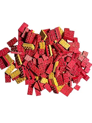 Vintage Halsam American Building Bricks 1940s 2.5lbs Red/Yellow W/Manuals • $15