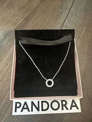 $28.46 • Buy Sterling Silver Pandora Circle Of Sparkle Necklace Inc Box