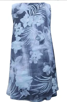 Ladies Blue Floral Print Sleeveless Layered Vest Top Size 22 New • £5.99