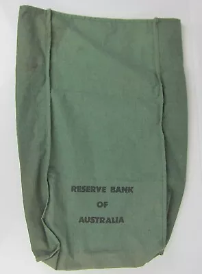 1970's Vintage Reserve Bank Of Australia Green Cash Money Bag/sack • $45