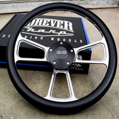 14 Black Bllet Steerng Wheel Real Leather Half Wrap Lcensed GMC