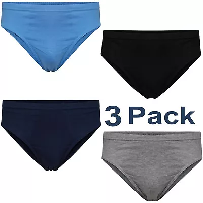 3 Pack Mens Briefs Slips Classic Underwear Pants Hipster Cotton Assorted Colours • £4.98