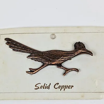 Vintage Retro ROADRUNNER Solid Copper Pin Costume Jewelry Bird Brooch USA Cuckoo • $14.95