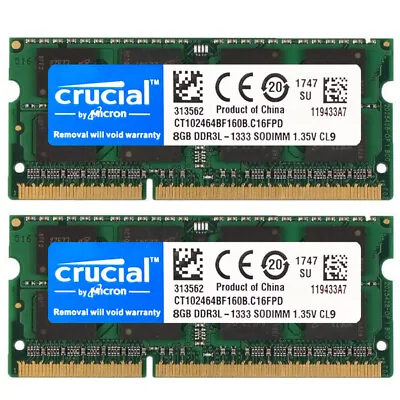 CRUCIAL DDR3L 4GB 8GB 16GB 1333 PC3L-10600 Laptop SODIMM Memory RAM 204Pins DDR3 • $21.95