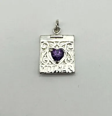 Sterling Silver 'Mother I Love You' Amethyst Locket Necklace Pendant Or Charm • $22