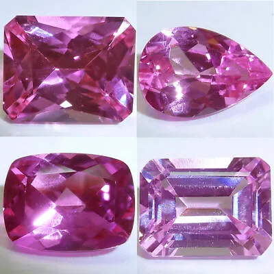 Lab Created Sapphire Pink EmeraldPearCushion Faceted Loose Gems Fine Cut AAA • $15.95