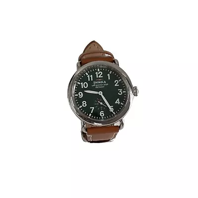 Shinola Runwell 41mm Maple Leather Strap Green Dial Men's Watch W/Box • $236.80