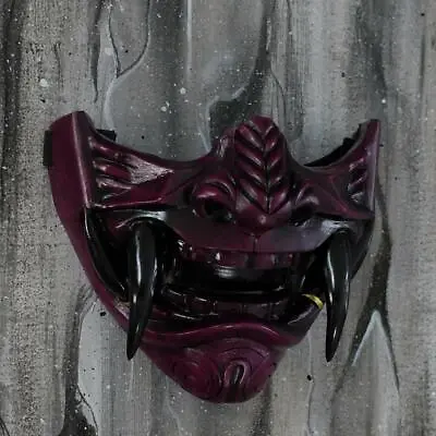 Latex Japanese Prajna Mask Hannya Noh Kabuki Demon Samurai Half Face Helmet Prop • $16.59