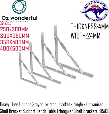 L Shape Shelf Bracket Support Bench Table Stayed Twisted Shelf BRACE Galvanised • $10