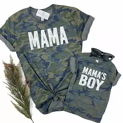 Camo Mama And Mama's Boy Shirts Set Of 2 Shirts Matching Mom And Son Gift • $46