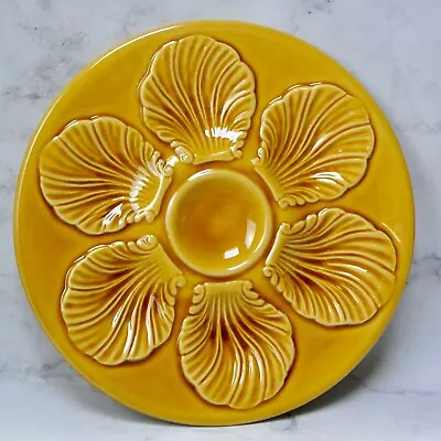 French Majolica OYSTER SERVING PLATE Yellow Gold Vintage Plate Proceram • $39.99