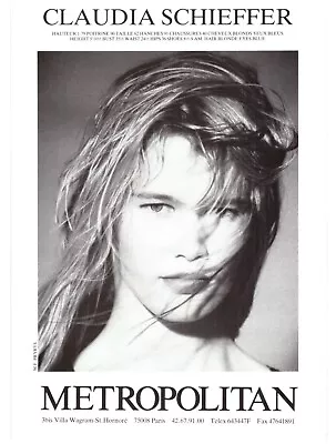 RARE Claudia Schiffer 1st Model Comp Card Metropolitan Agency Paris 1988 • $50