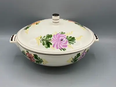 Vintage Societe Ceramique Maastricht Holland Covered Pedestal Bowl Hand Painted • $38.50