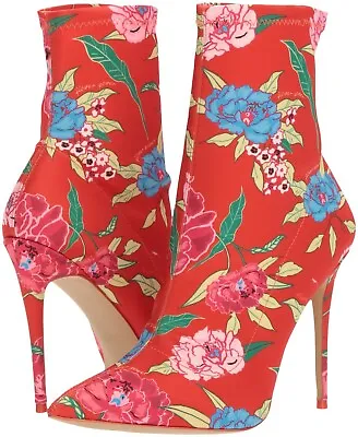 $89.99 • Buy ALDO Cirelle Red Floral-Print Heeled Ankle Sock Boots Bootie Size 8 Or 8.5 