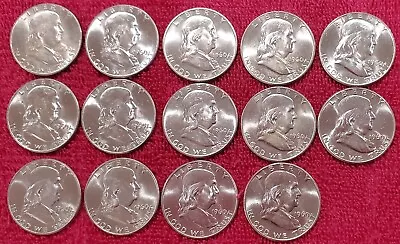 1960 D Franklin Halves Partial Roll Blast White BU Coins • $225