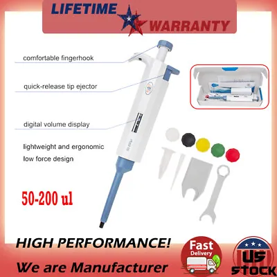 $25.99 • Buy 50-200ul Single Channel Pipette Lab Mechanical Volumn Transfer Micro Pipettor US
