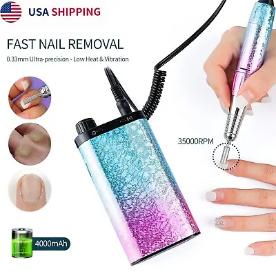 Wireless Nail Drill 35000RPM Milling Cutter Polisher Grinder Nail Art Manicure • $33.24