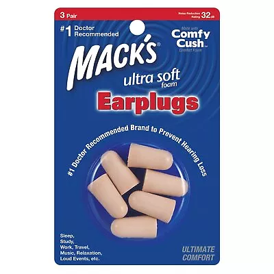 Mack's Ultra Ear Plugs (3 Pair) - Beige • £7.95