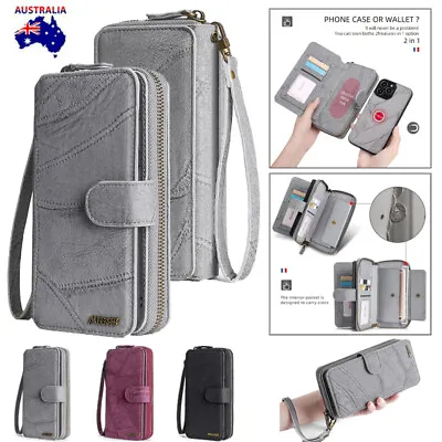 For IPhone 15 14 Plus 13 12 11 Pro Max Detachable Magnetic Leather Wallet Case • $27.29
