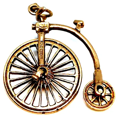 Nuvo Penny Farthing Bicycle Charm Fob Pendant 9ct 9 Carat Gold Bike Ride Vintage • $276.87