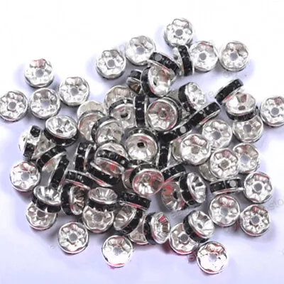 50 - 8mm  Black Ruby  Rhinestone Concave Roundel Beads For Making Spinning Lures • $6.99