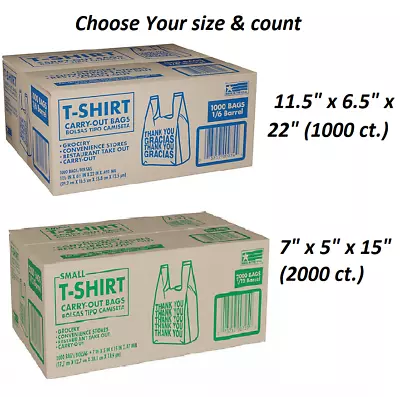 T-Shirt Carry-Out Bags 11.5  X 6.5  X 22  (1000  And 2000  Ct.) NOT SHIP TO  NJ • $28.99