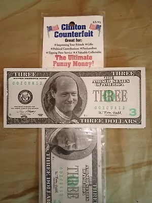 Clinton Counterfeit $3 Bills - Sealed 1996 Novelty Plus Open Pack Of 17 • $37.46