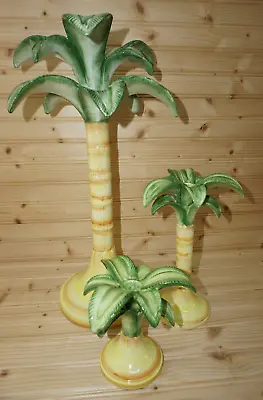 Vietri Italy Palm Tree (3) Candle Holder Complete SET 17 5/8  9 5/8  5½  S33 • $158.88