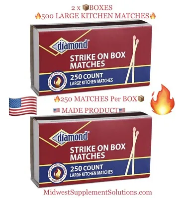 $16.98 • Buy 2 Boxes Strike On Box Large Kitchen Matches RED TIP DIAMOND 82123 2/250 Count