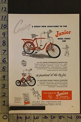 1953 Bicycle Tricycle Tubular Velocipede Junior Wheel Roadmaster Hammond Ad Ta18 • $38.95