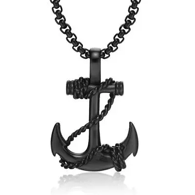 Mens Nautical Surfing Beach Anchor Pendant Necklace Stainless Steel Chain USA • $7.07