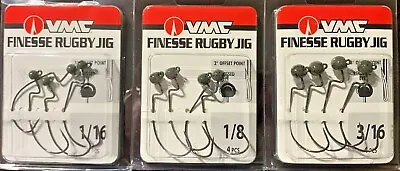 VMC FINESSE RUGBY JIG Head   - PICK WEIGHT  & BLACK OR GREEN PUMPKIN Many Sizes • $9.95