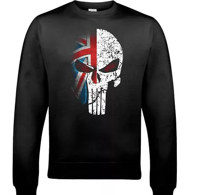 Spartan Skull Jumper Mens Gym Helmet Union Jack Flag MMA Training Sweatshirt • £21.49