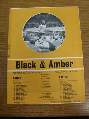 18/10/1974 Cambridge United V Exeter City  (Staples Removed). For UK Orders Post • £3.99