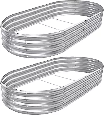 2Pack 8×4×1Ft Raised Garden Bed，Outdoor Galvanized Planter Boxes Oval Large Met • $159.99