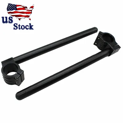 US CNC Motorcycle Regular 50mm Clip On Clip-ons Handle Bars HandleBar Black Pair • $33.05